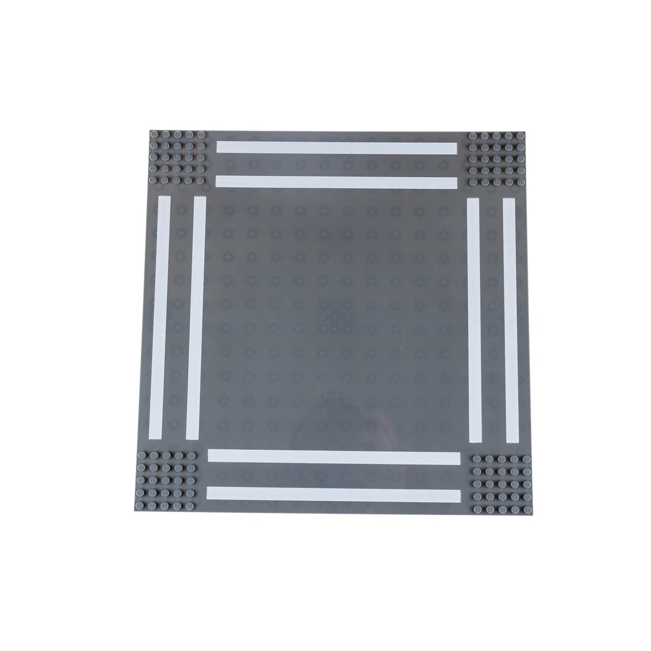 Classic Baseplates 10” x 10” Building Brick Base Plate Toy Kit | 100% Compatible with All Major Brands | Building Bases for City Roads, Towns, Garages and More | One 4-Way Intersection